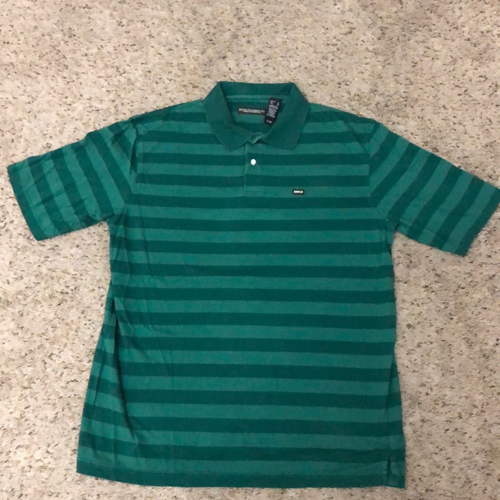 Mens XL Enyce Striped Green Golf Polo Shirt